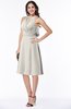 ColsBM Angelica Off White Classic Lace up Chiffon Knee Length Beaded Plus Size Bridesmaid Dresses