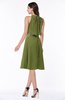 ColsBM Angelica Olive Green Classic Lace up Chiffon Knee Length Beaded Plus Size Bridesmaid Dresses