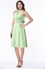 ColsBM Angelica Pale Green Classic Lace up Chiffon Knee Length Beaded Plus Size Bridesmaid Dresses