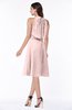 ColsBM Angelica Pastel Pink Classic Lace up Chiffon Knee Length Beaded Plus Size Bridesmaid Dresses