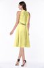 ColsBM Angelica Pastel Yellow Classic Lace up Chiffon Knee Length Beaded Plus Size Bridesmaid Dresses