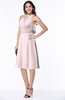 ColsBM Angelica Petal Pink Classic Lace up Chiffon Knee Length Beaded Plus Size Bridesmaid Dresses