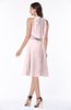 ColsBM Angelica Petal Pink Classic Lace up Chiffon Knee Length Beaded Plus Size Bridesmaid Dresses