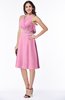 ColsBM Angelica Pink Classic Lace up Chiffon Knee Length Beaded Plus Size Bridesmaid Dresses