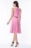 ColsBM Angelica Pink Classic Lace up Chiffon Knee Length Beaded Plus Size Bridesmaid Dresses