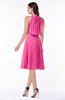 ColsBM Angelica Rose Pink Classic Lace up Chiffon Knee Length Beaded Plus Size Bridesmaid Dresses