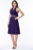 ColsBM Angelica Royal Purple Classic Lace up Chiffon Knee Length Beaded Plus Size Bridesmaid Dresses