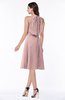 ColsBM Angelica Silver Pink Classic Lace up Chiffon Knee Length Beaded Plus Size Bridesmaid Dresses