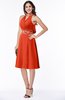 ColsBM Angelica Tangerine Tango Classic Lace up Chiffon Knee Length Beaded Plus Size Bridesmaid Dresses