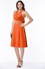ColsBM Angelica Tangerine Classic Lace up Chiffon Knee Length Beaded Plus Size Bridesmaid Dresses