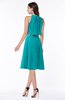 ColsBM Angelica Teal Classic Lace up Chiffon Knee Length Beaded Plus Size Bridesmaid Dresses