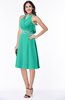 ColsBM Angelica Viridian Green Classic Lace up Chiffon Knee Length Beaded Plus Size Bridesmaid Dresses