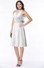 ColsBM Angelica White Classic Lace up Chiffon Knee Length Beaded Plus Size Bridesmaid Dresses