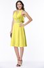 ColsBM Angelica Yellow Iris Classic Lace up Chiffon Knee Length Beaded Plus Size Bridesmaid Dresses