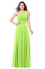ColsBM Noemi Bright Green Elegant A-line One Shoulder Sleeveless Floor Length Pleated Plus Size Bridesmaid Dresses