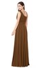 ColsBM Noemi Brown Elegant A-line One Shoulder Sleeveless Floor Length Pleated Plus Size Bridesmaid Dresses