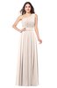 ColsBM Noemi Cream Pink Elegant A-line One Shoulder Sleeveless Floor Length Pleated Plus Size Bridesmaid Dresses