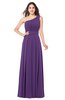 ColsBM Noemi Dark Purple Elegant A-line One Shoulder Sleeveless Floor Length Pleated Plus Size Bridesmaid Dresses