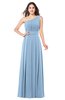 ColsBM Noemi Dusty Blue Elegant A-line One Shoulder Sleeveless Floor Length Pleated Plus Size Bridesmaid Dresses