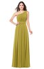 ColsBM Noemi Golden Olive Elegant A-line One Shoulder Sleeveless Floor Length Pleated Plus Size Bridesmaid Dresses