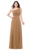 ColsBM Noemi Light Brown Elegant A-line One Shoulder Sleeveless Floor Length Pleated Plus Size Bridesmaid Dresses