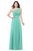 ColsBM Noemi Mint Green Elegant A-line One Shoulder Sleeveless Floor Length Pleated Plus Size Bridesmaid Dresses