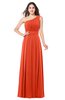 ColsBM Noemi Persimmon Elegant A-line One Shoulder Sleeveless Floor Length Pleated Plus Size Bridesmaid Dresses