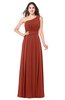 ColsBM Noemi Rust Elegant A-line One Shoulder Sleeveless Floor Length Pleated Plus Size Bridesmaid Dresses