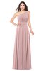 ColsBM Noemi Silver Pink Elegant A-line One Shoulder Sleeveless Floor Length Pleated Plus Size Bridesmaid Dresses