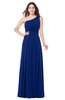ColsBM Noemi Sodalite Blue Elegant A-line One Shoulder Sleeveless Floor Length Pleated Plus Size Bridesmaid Dresses