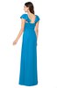 ColsBM Karla Cornflower Blue Mature A-line Short Sleeve Half Backless Sash Plus Size Bridesmaid Dresses
