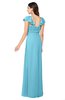 ColsBM Karla Light Blue Mature A-line Short Sleeve Half Backless Sash Plus Size Bridesmaid Dresses