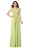 ColsBM Karla Lime Green Mature A-line Short Sleeve Half Backless Sash Plus Size Bridesmaid Dresses