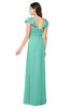 ColsBM Karla Mint Green Mature A-line Short Sleeve Half Backless Sash Plus Size Bridesmaid Dresses