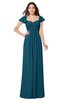 ColsBM Karla Moroccan Blue Mature A-line Short Sleeve Half Backless Sash Plus Size Bridesmaid Dresses