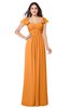 ColsBM Karla Orange Mature A-line Short Sleeve Half Backless Sash Plus Size Bridesmaid Dresses