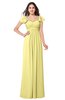 ColsBM Karla Pastel Yellow Mature A-line Short Sleeve Half Backless Sash Plus Size Bridesmaid Dresses