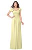 ColsBM Karla Soft Yellow Mature A-line Short Sleeve Half Backless Sash Plus Size Bridesmaid Dresses