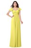 ColsBM Karla Yellow Iris Mature A-line Short Sleeve Half Backless Sash Plus Size Bridesmaid Dresses