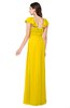 ColsBM Karla Yellow Mature A-line Short Sleeve Half Backless Sash Plus Size Bridesmaid Dresses