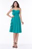 ColsBM Arely Peacock Blue Modern A-line Sweetheart Zip up Knee Length Fringe Plus Size Bridesmaid Dresses