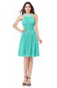 ColsBM Ariana Blue Turquoise Glamorous A-line Jewel Sleeveless Zipper Knee Length Bridesmaid Dresses