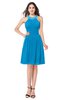 ColsBM Ariana Cornflower Blue Glamorous A-line Jewel Sleeveless Zipper Knee Length Bridesmaid Dresses