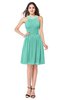 ColsBM Ariana Mint Green Glamorous A-line Jewel Sleeveless Zipper Knee Length Bridesmaid Dresses
