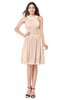 ColsBM Ariana Peach Puree Glamorous A-line Jewel Sleeveless Zipper Knee Length Bridesmaid Dresses
