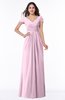 ColsBM Evie Baby Pink Glamorous A-line Short Sleeve Floor Length Ruching Plus Size Bridesmaid Dresses