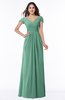 ColsBM Evie Beryl Green Glamorous A-line Short Sleeve Floor Length Ruching Plus Size Bridesmaid Dresses