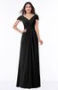 ColsBM Evie Black Glamorous A-line Short Sleeve Floor Length Ruching Plus Size Bridesmaid Dresses