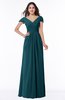 ColsBM Evie Blue Green Glamorous A-line Short Sleeve Floor Length Ruching Plus Size Bridesmaid Dresses