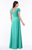 ColsBM Evie Blue Turquoise Glamorous A-line Short Sleeve Floor Length Ruching Plus Size Bridesmaid Dresses